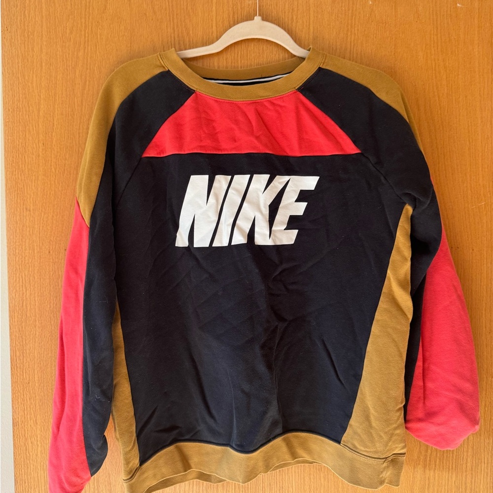Nike Men's Crewneck Sweater - Black, Red, and Brown